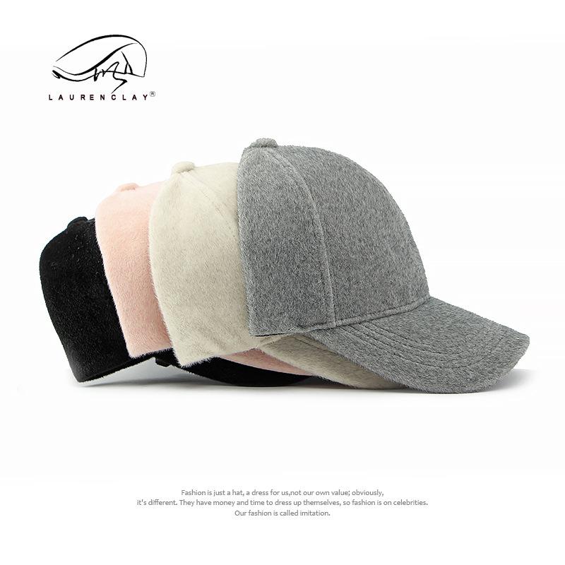 Peaked cap women's fashion simple light plate solid color plush hard top baseball cap women's sun protection sun hat tide