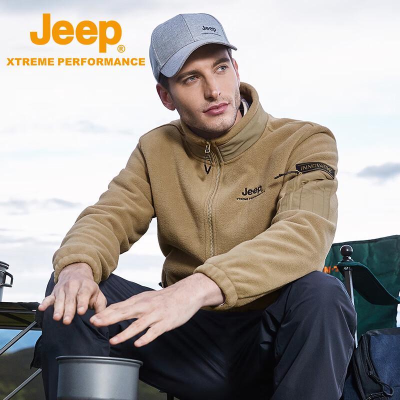 JEEP Men s Outdoor Stand-Up Collar Fleece Jacket 3XL/190 коричневый