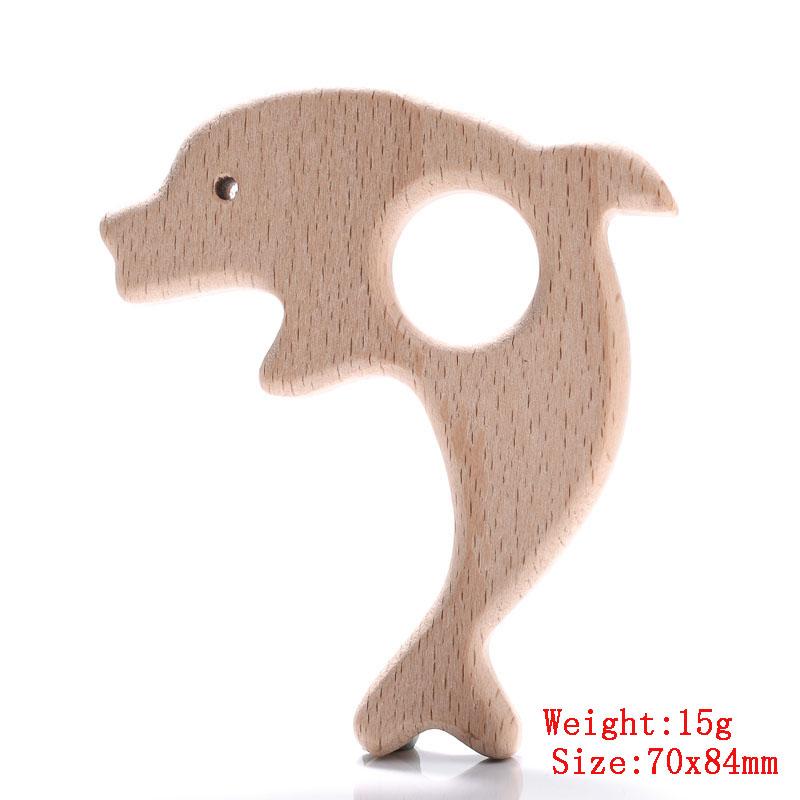 5Pcs/Lot Baby Pacifier Chain Chew Accessories Animal Shape Natural Beech Teething Wooden Teether Pendant Accessories