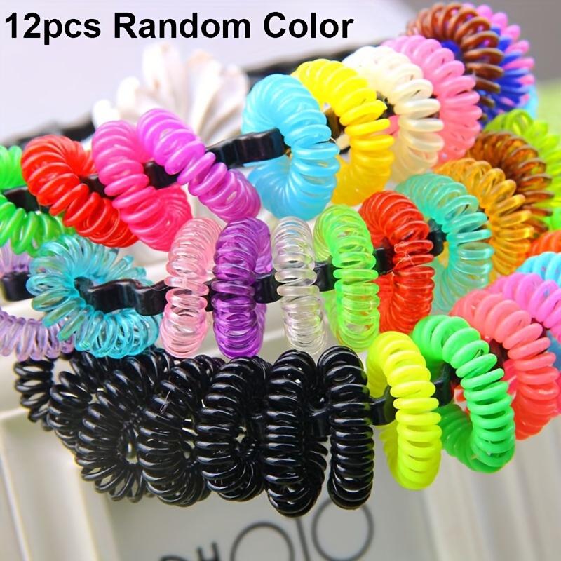 

12 шт. Резинки для волос спиральные эластичные из резиновой проволоки случайного цвета, веревка, аксессуары для хвостика разноцветный