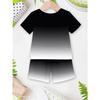 2-piece boy gradient pattern summer fashion 3D printed short sleeved T-shirt top and shorts set