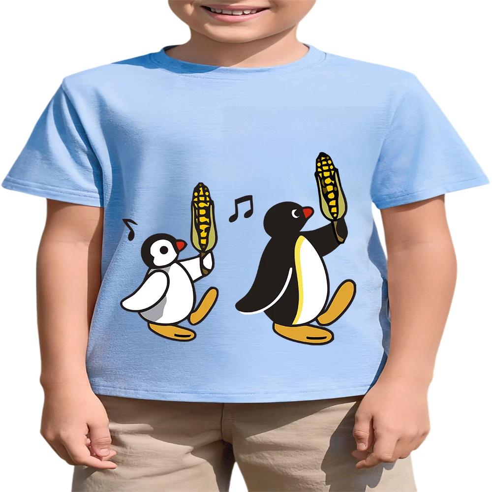 Summer Fashion Hot Sale 2026 Boys' and Girls' Penguin Cartoon Print T-Shirt