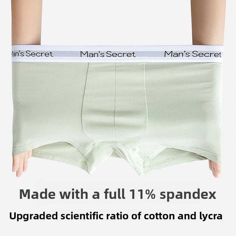 Plus Size Men's Spring and Summer Pure Cotton Breathable Antibacterial Mid Waist Flat Angle Underwear