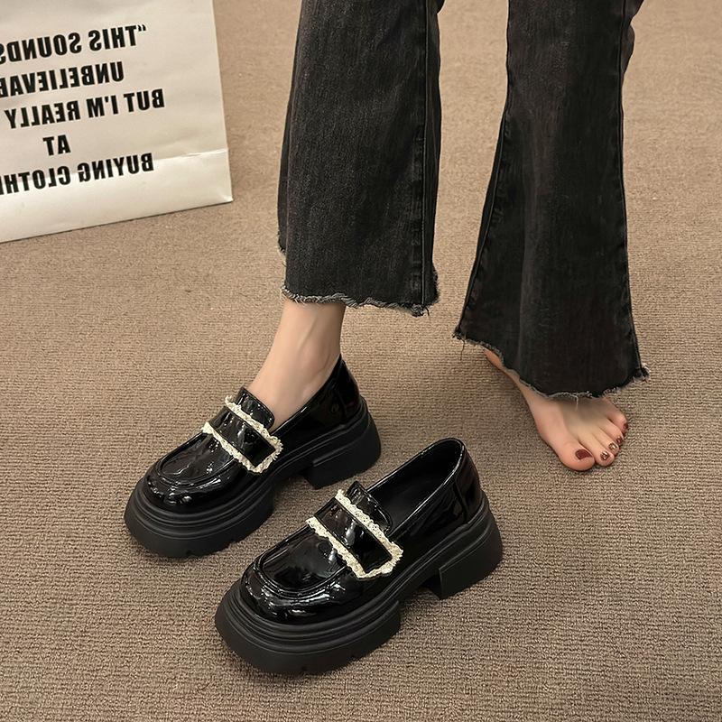 Platform Women's New Spring and Autumn Black Shoes Versatile Single Shoes with Skirts and Small Leather Shoes