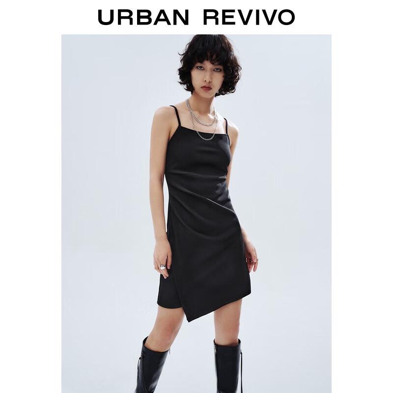 UR 2025 Autumn Asymmetric Pleated Strappy Dress