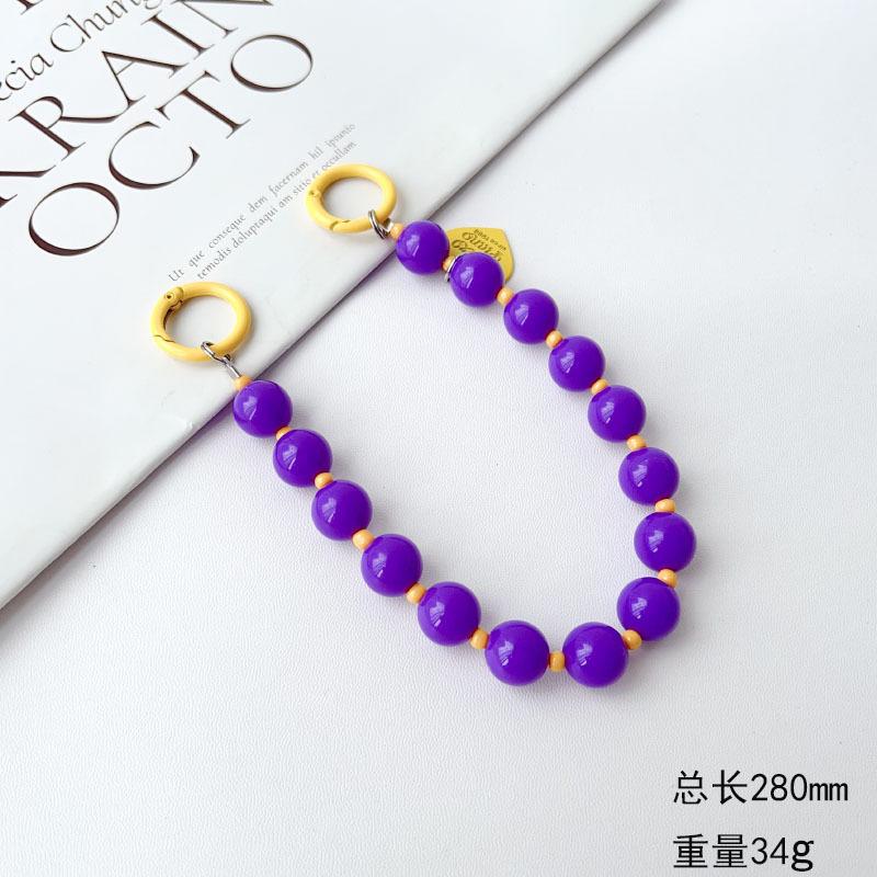 Korean and Japanese Style INS Solid Color Beaded Chain Phone Case Lanyard Handheld Wrist Strap Pendant Decoration Universal Phone Case