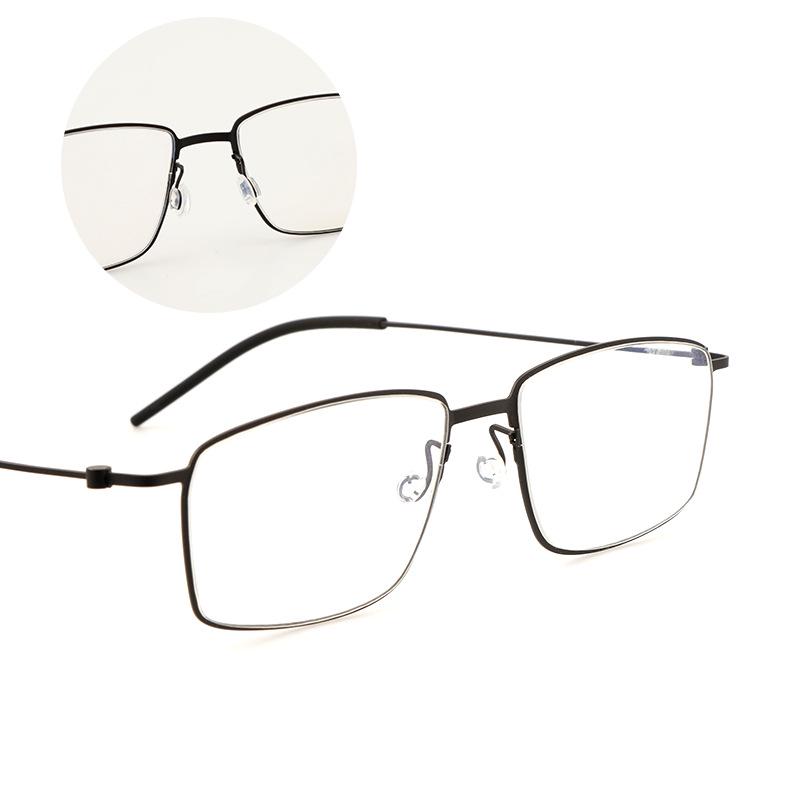 Linde Half-Titanium Screwless Glasses for Nearsighted Men – Super Light, Thin-Rimmed Frames (Model 5509)