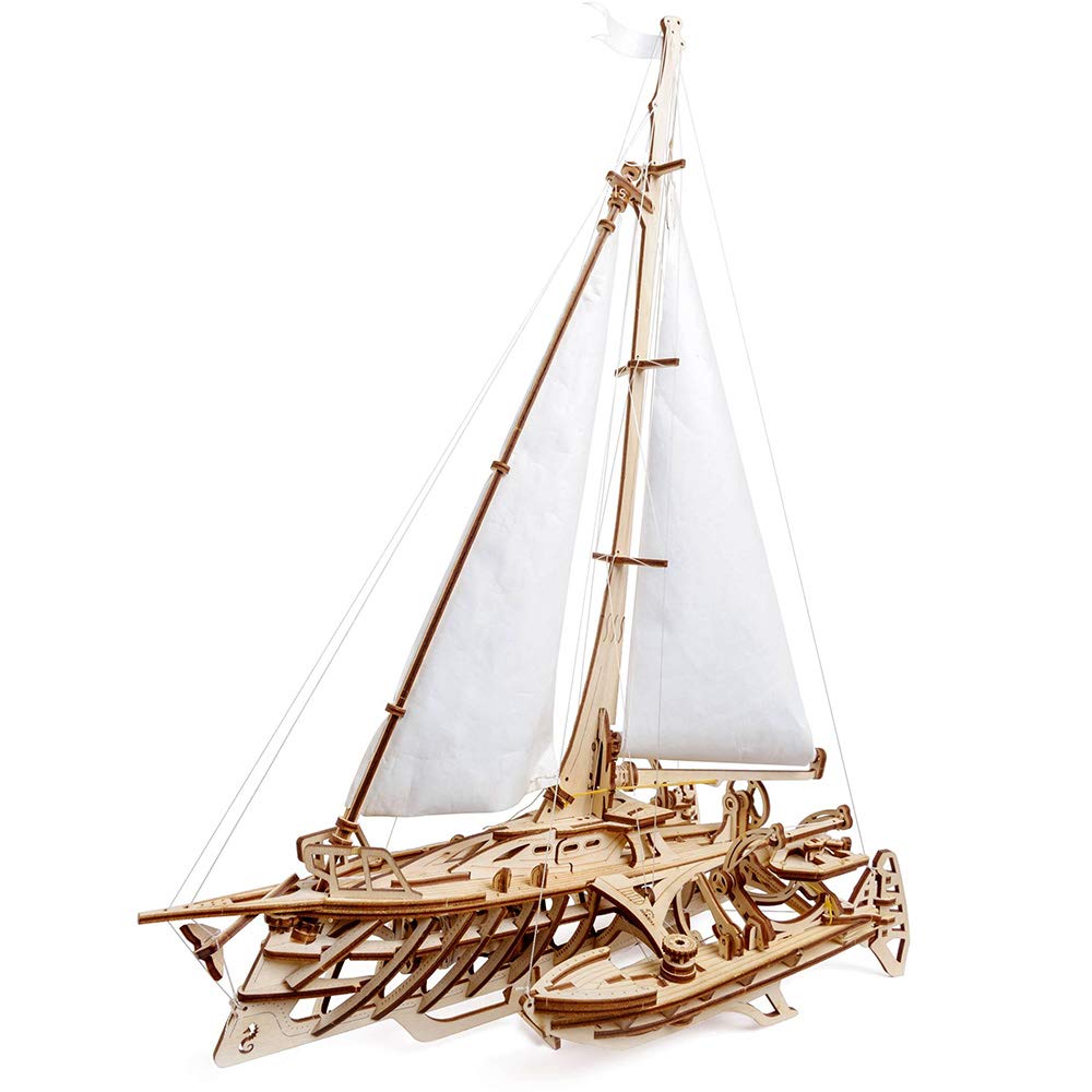 Ugears Trimaran Yacht 70059 Wooden Puzzle, Crafts & Model Building Kit, No Glue or Tools Required, for Adults