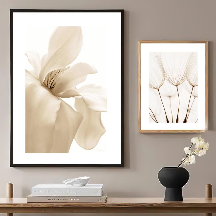 Nordic Beige Dandelion Flower Plant Feather Canvas Painting Wall Nature Art Posters Prints Pictures For Living Room  Home Decor