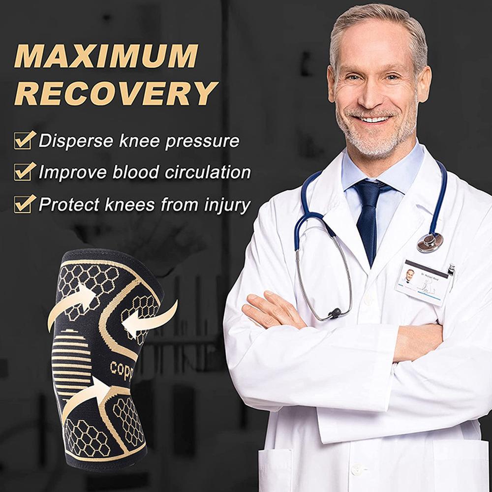 1Pcs Sports Copper Knee Brace for Arthritis Pain Relief  Support Knee Sleeve Compression for Fitness Workout for Men Women