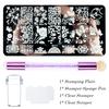 4pcs Nail Art Stamping Plate Flower Lace Patterns Image Stencil Stamper Gradient Nail Brush Nail Set Template Tools LYBC01-20-2