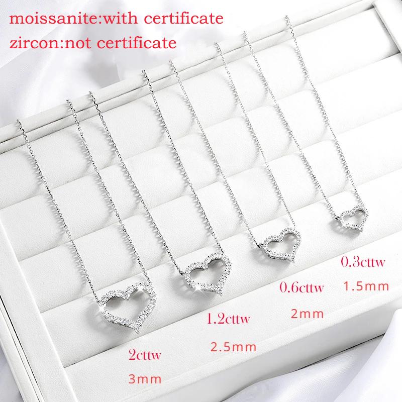 Smyoue 2CT Pass Tested Moissanite Heart Necklace for Women S925 Silver Plated Platinum Simulated Diamonds Pendant Birthday Gift
