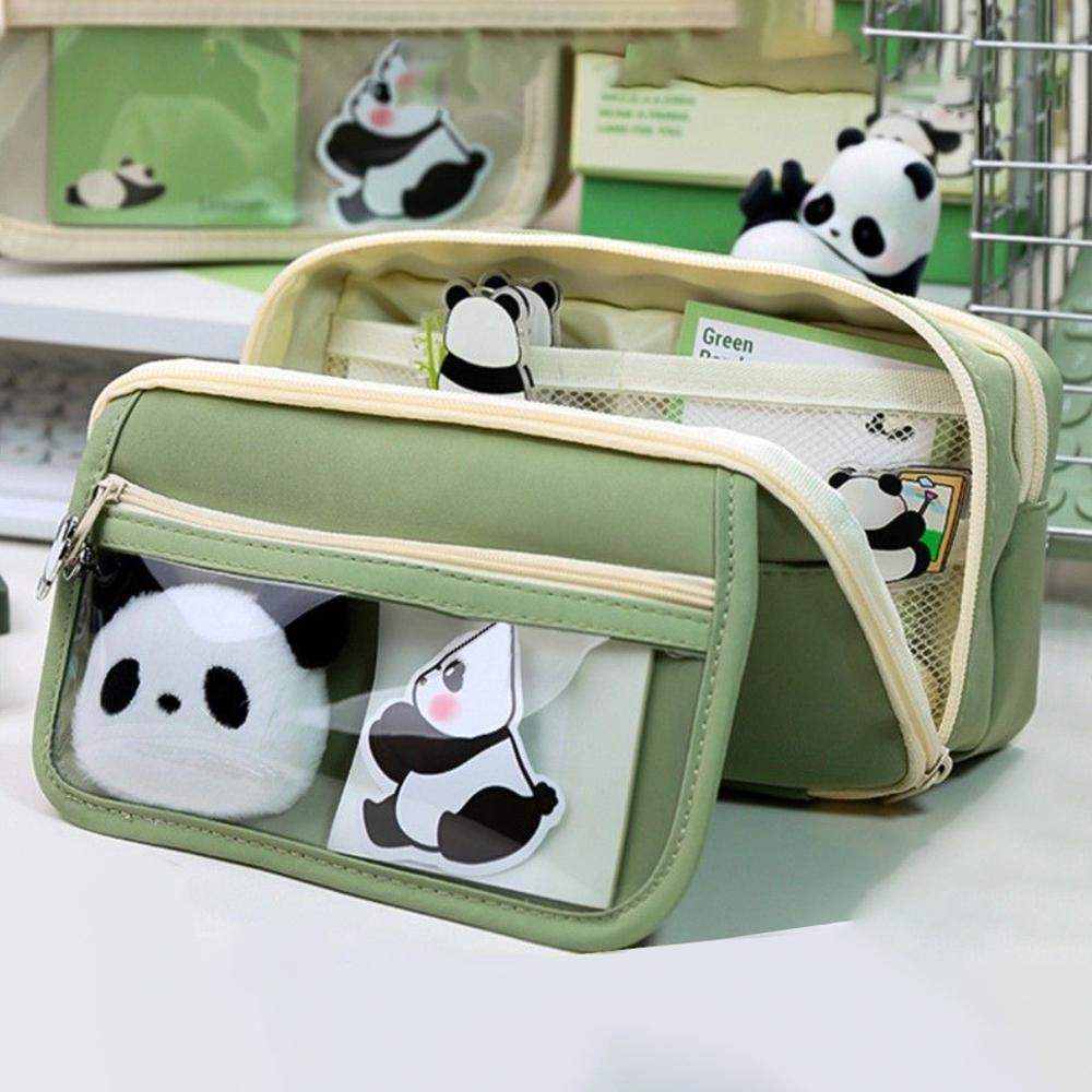 1PC Large-Capacity Flip-Top Cartoon Multi-Functional Transparent Student Stationery Pencil Case (Without Decorations)