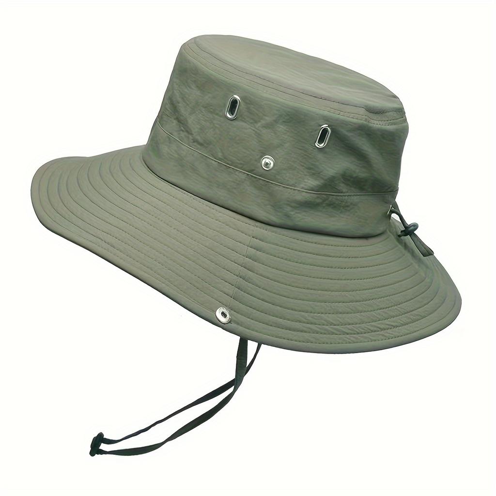 1pc Outdoor Mountaineering Fishing Bucket Hat Outdoor Travel Wide-brimmed Sun Hat Camping Drawstring Sunscreen Fisherman Hat