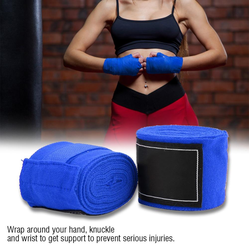 2pcs Cotton Material Boxing Hand Wraps Stretch Fabric Blue Boxing Hand Wraps  Kickboxing Workouts