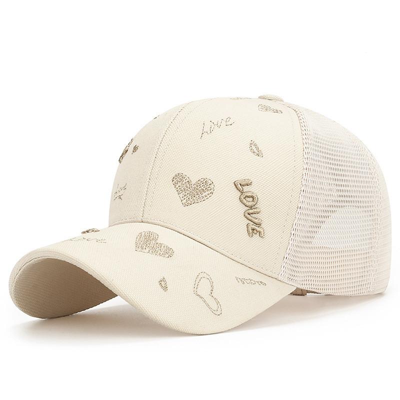 Love Heart Cap For Women With Breathable Polyester Material Sun Protection Casual Summer Hat