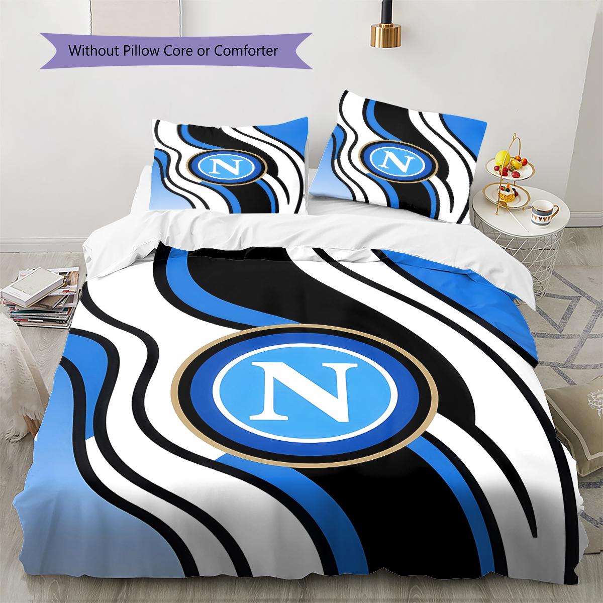 

S.S.C. Napoli Pattern Bedding,Quilt Set Quilt Cover Pillowcase Home Birthday Gift (1 * duvet cover + 2 * pillowcase, without core) 140x200cm