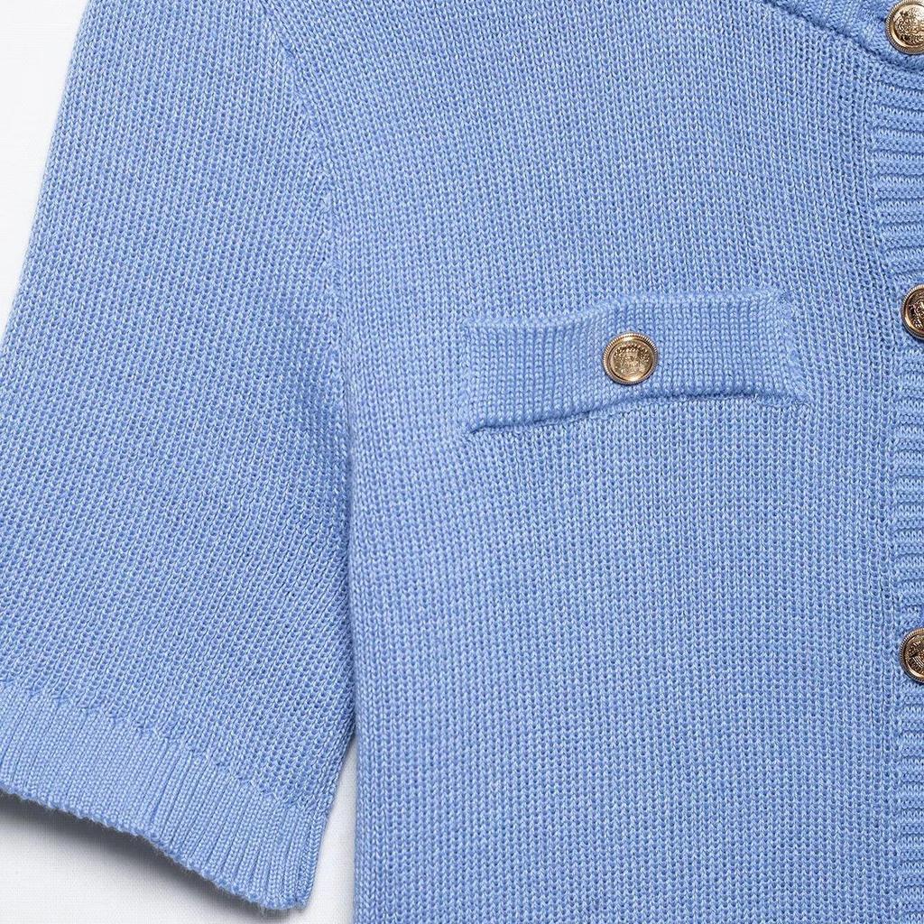 2025 Summer Women's European & American Style Ribbed Knit Dress with Front Button