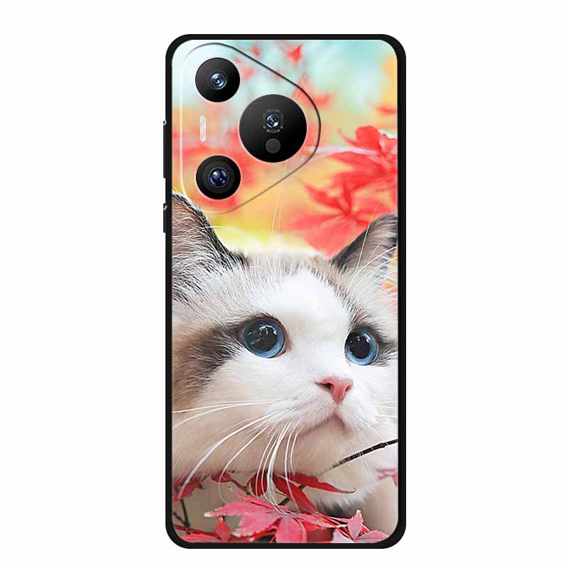 Black Silicone Case For Huawei Pura 70 Pro Case Cartoon Cat Soft Back Cover For Honor 400 Pro 5G Phone Case 400Pro Coque Funda