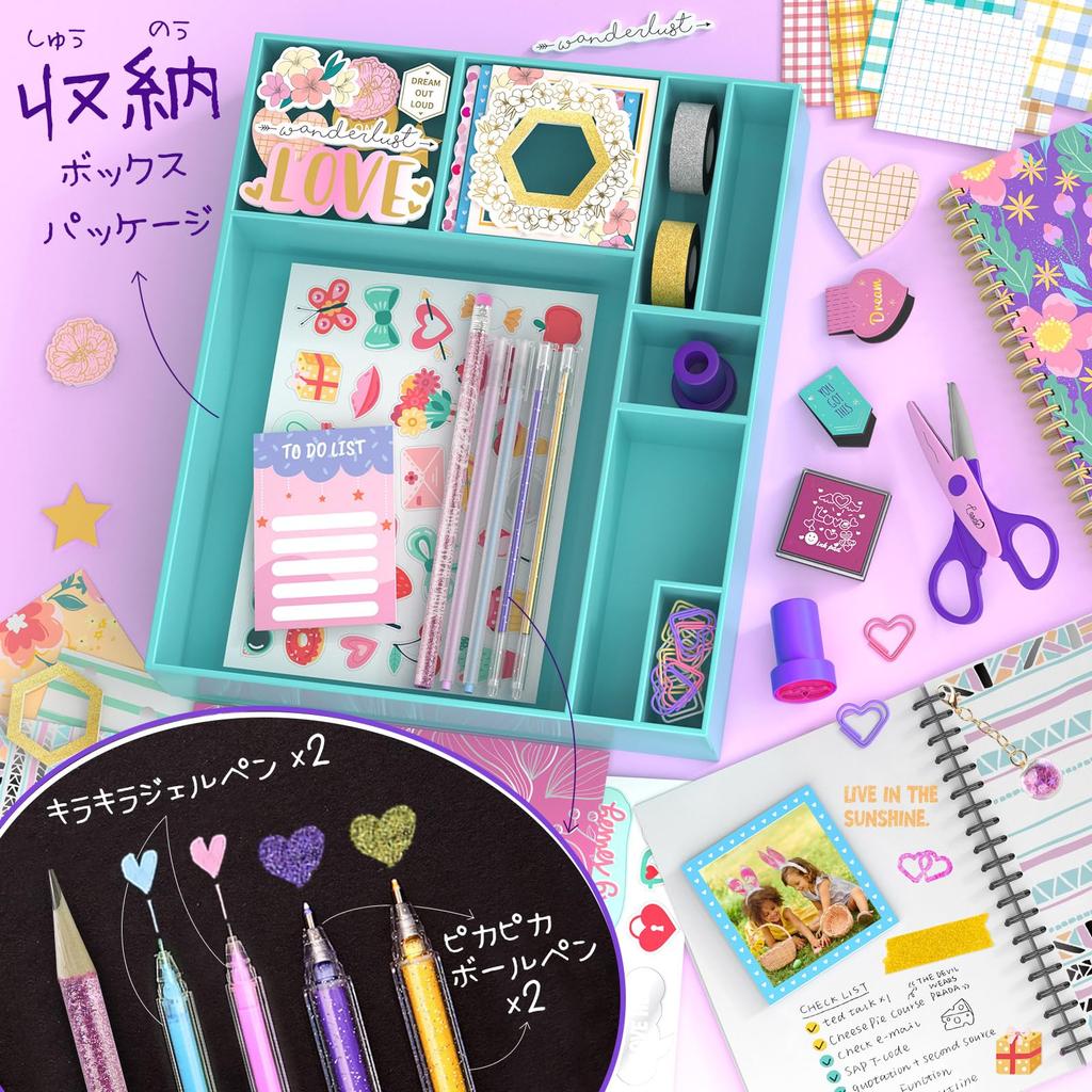 Diary Set with Two Stationery Scrapbook Kit System Blank Stylish and Cute Stationery Craft Popular Gift for Elementary School Back to School Gift