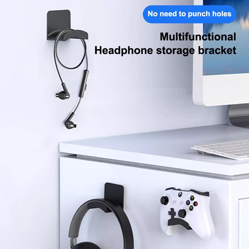 Universal Headphone Stand Adhensive Plastic Wall Mount Hanger Under Desk Headset Rack Holder Support For Gaming Earphone Bracket
