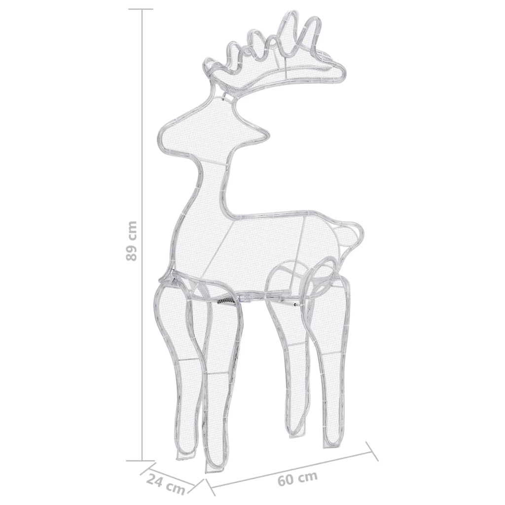 Reindeer Christmas Decoration with Mesh 306 LEDs 60 x 24 x 89 cm