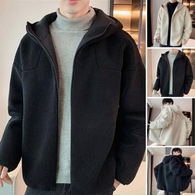 Chaqueta Abrigo para Hombre con Capucha Manga Larga Bordado Estampado de Letras Abrigo Color Sólido Solapa con Cremallera Forro Polar Grueso Cálido Invierno Ropa Exterior