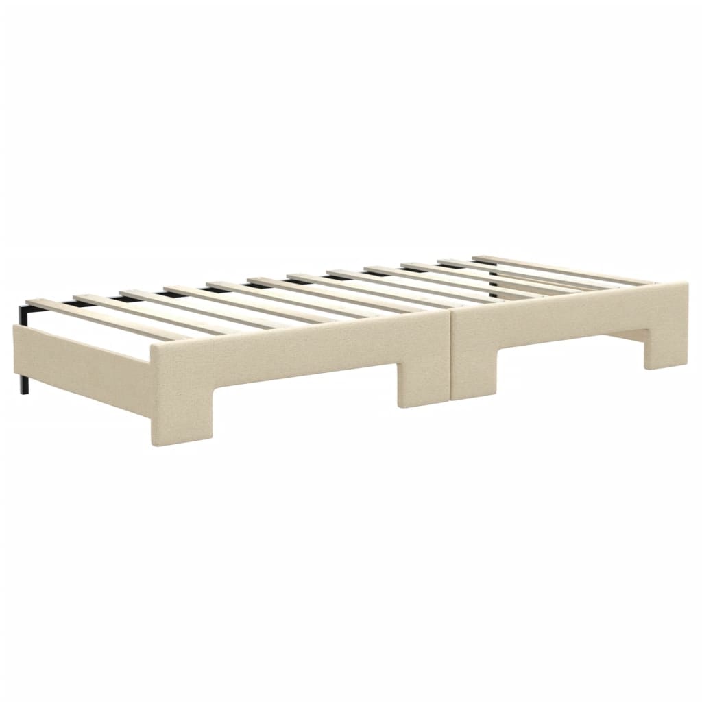 Vidaxl Sofa Rozsuwana Z Szufladami, Kremowa, 90X200 Cm, Tkanina