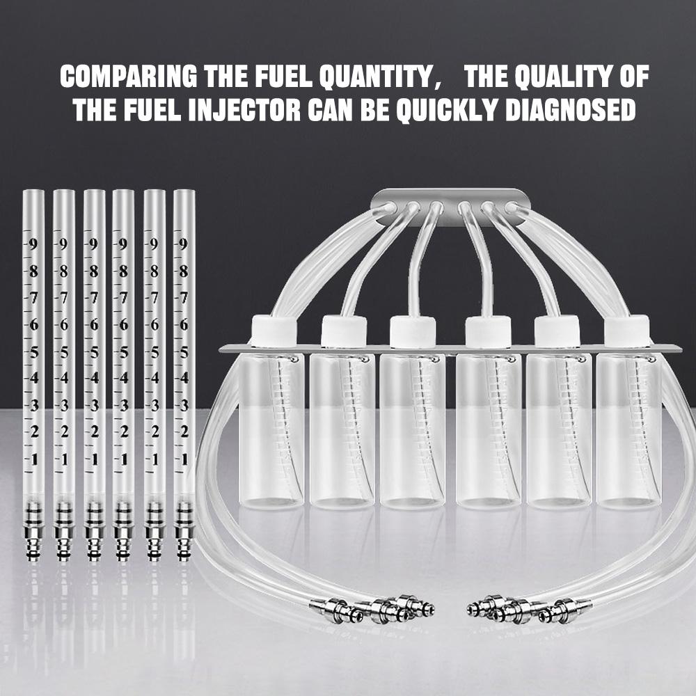 Injector Flow Tester Kit With Common Rail Connector&Return Fuel Cup For Car Fuel System Diagnosis And Oil Pressure Measurement