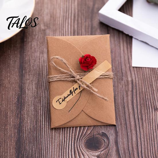 Natural Style Greeting Cards 5Pcs DIY Dried Flower Cards, Handmade Note with Artificial Flowers, Jute Twine Special Paper for Souvenirs Hang