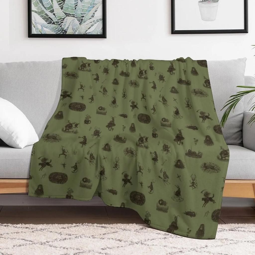 Folk Horror in Grün Kuscheldecke Luxuriöse Weiche Decke Weihnachtsgeschenk für die Familie