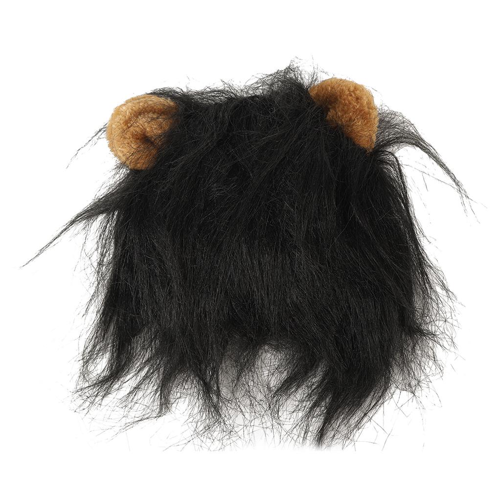 Cat Mane Wig Adorable Cute Funny Costume Mane Hat with Ears for Cats and Small Dogs Black