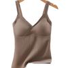 Womens Cross V Neck Ribbed Thermal Vest Removable Padding Slim Fit Long Camisole