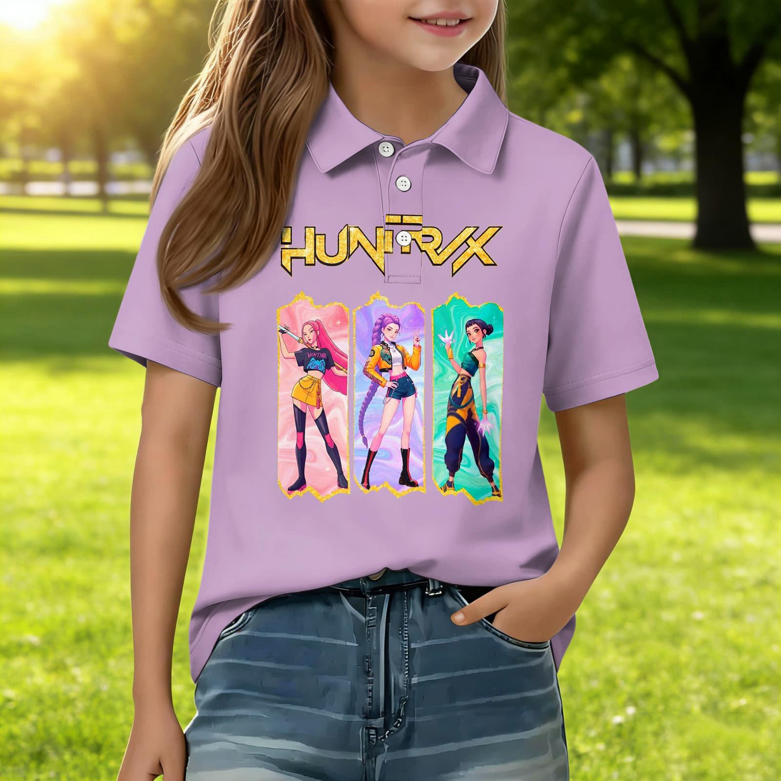 Children s Daily Casual Short-sleeved Print Tops T-shirts Shirts 140
