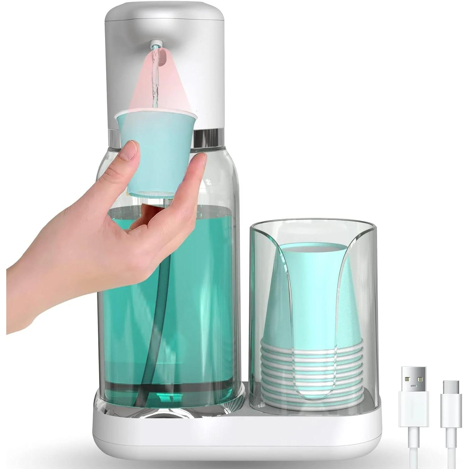 Automatic Mouthwash Dispenser for Bathroom, 25oz(750ml) Smart Mouthwash Dispenser with Cup Holder, Infrared Sensor and 2 Dispensing Levels Z
