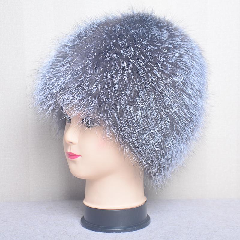 

Зимняя женская пушистая теплая круглая шапка из натурального меха лисы, шапка-ушанка Good elastic