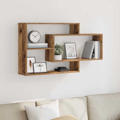 Wall Shelf with Vintage Wood Look 104 X 20 X 58.5 Cm Engineered Wood