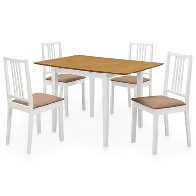 Vidaxl 5-Piece Dining Room Furniture Set, MDF, White