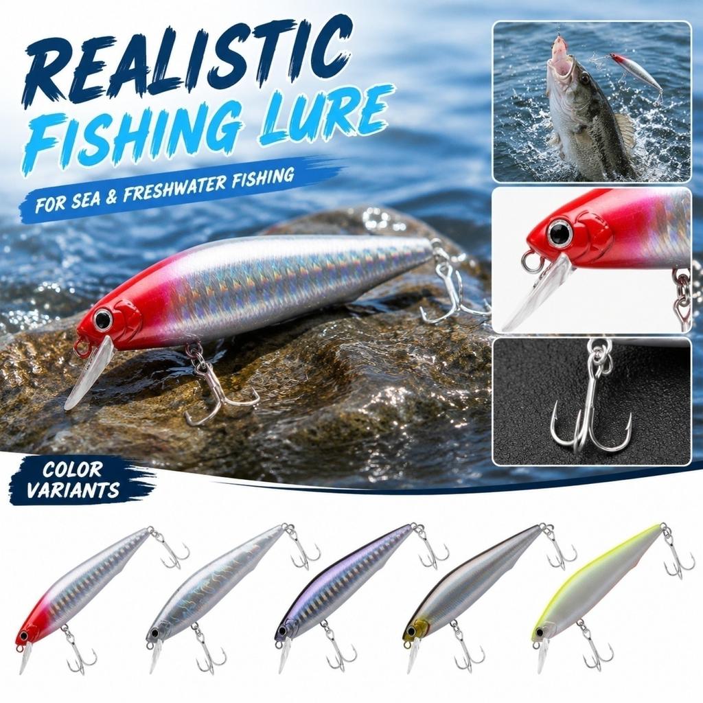 9cm Fishing Lure Minnow with Blood Groove Hooks Hard Bait for Long Cast Sinking and Floating Fishing for Bass Pike Perch and Other Predatory Fish 10g