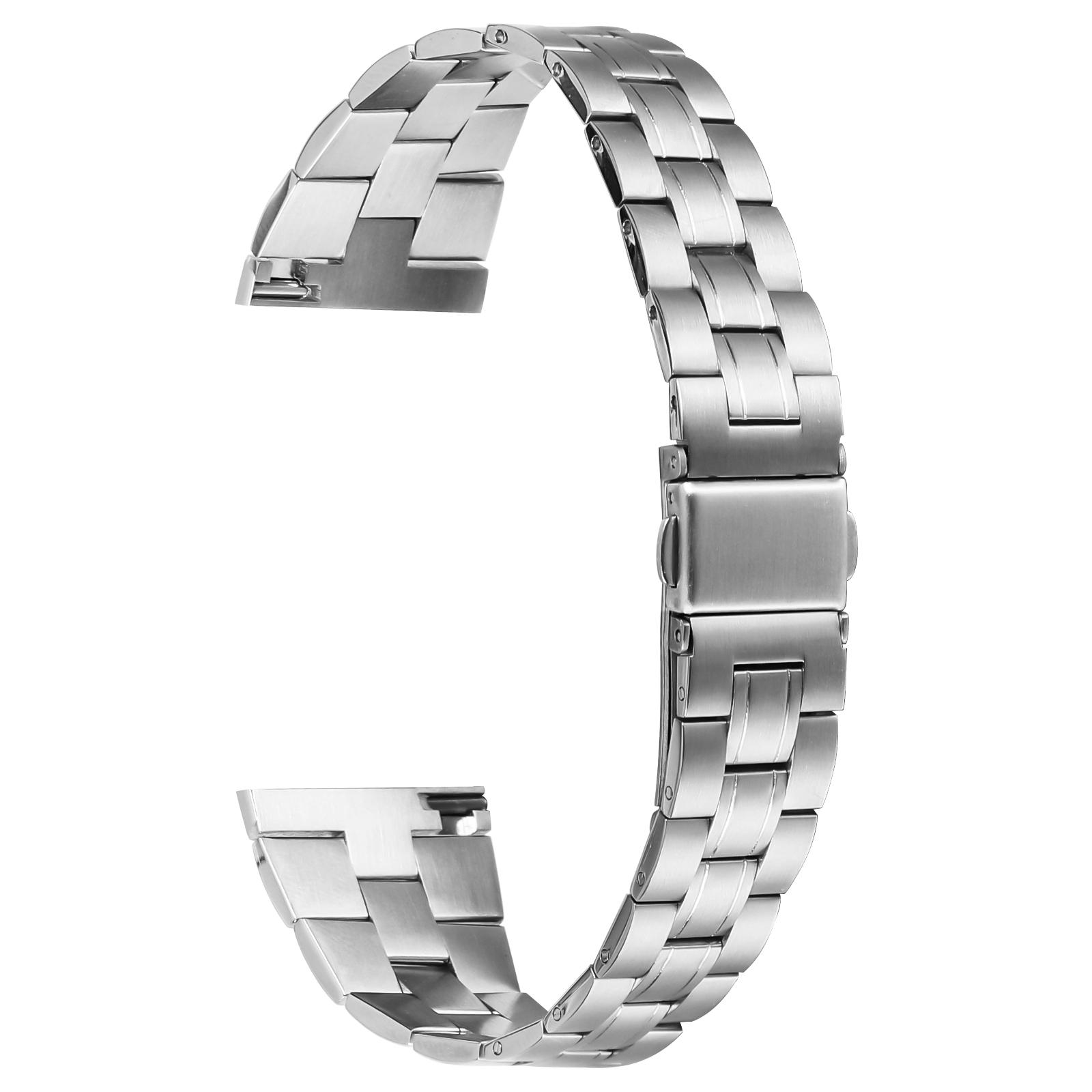 

For Haylou Solar LS05 Fashionable Replacement Band 3-Bead Stainless Steel Smartwatch Strap Silver
