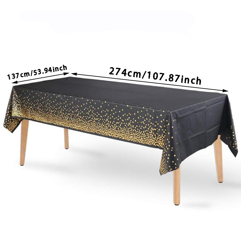 Tablecloth Bronzing Black Dot Table Cover For Adult Happy Birthday Party Supplies Wedding Decoration Christmas Decor