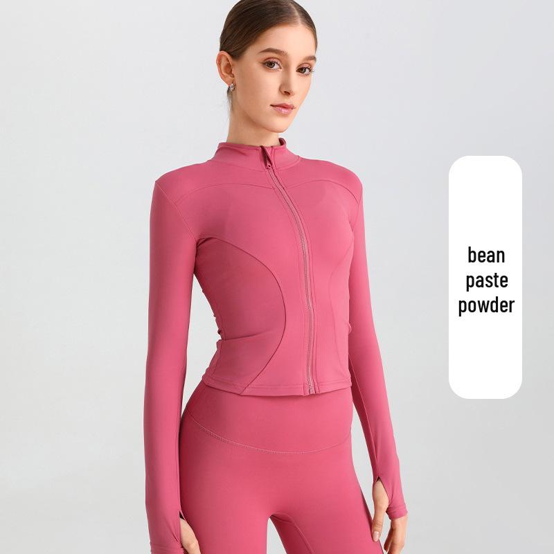 European & American Zipper Yoga Jacket - Quick-Drying, Slimming, Long Sleeve Fitness Top for Women