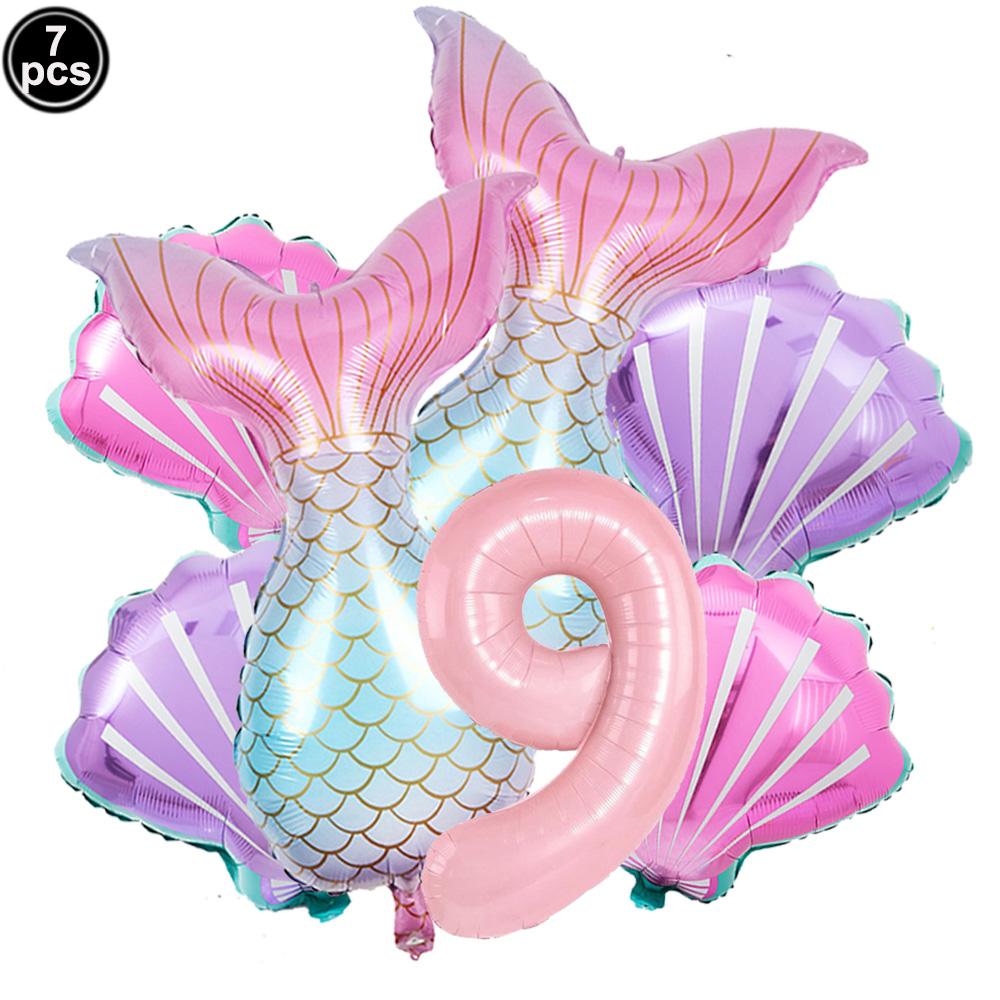 Mermaid Birthday Party Decoration 3D Balloons Cup Plate Napkins Banner For Kids Girls Party Favor Gifts Baby Shower Photo Props