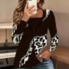 Tops for Women  Floral Print Long Sleeve Fake Two‑Piece Top Fall Casual Slim Pullover Women's Long Sleeve Top