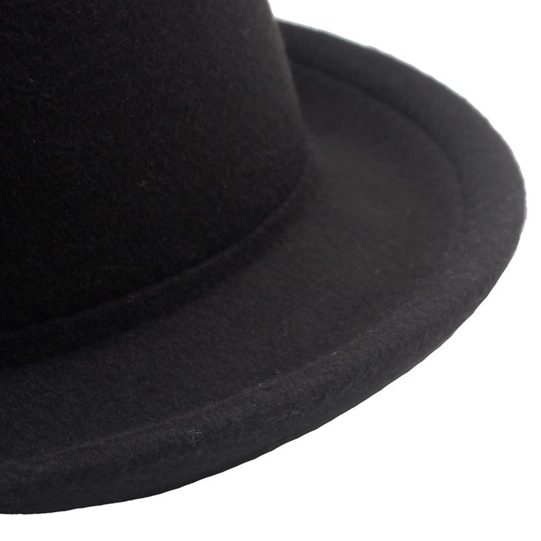Winter Jazz Hat Women's Wool Roll-Up Small Hat Gentleman Hat Stage Performance Hat Fedoras Hat