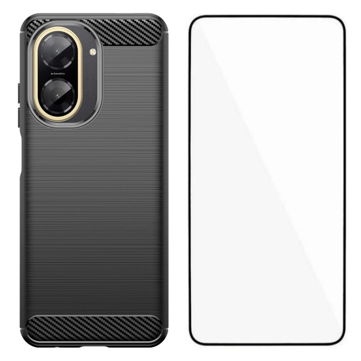 

Для Xiaomi Redmi A5 NFC (173,45*79,35*8,45 мм) Чехол с защитной пленкой для экрана WANLONFENG Серия LS Большое отверстие для объектива Матовая текстура ТПУ чехол для телефона Black