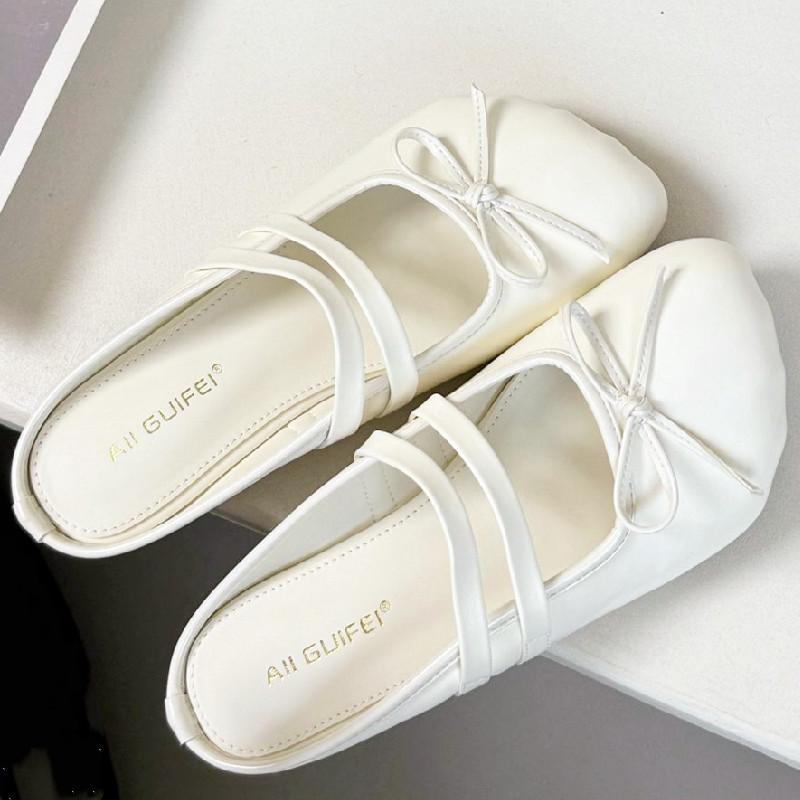 Fashion Sweet Bow Round Toe Women Sandals Narrow Band Non-slip Flat Sandals Summer Fashion Comfortable Patent Leather Mary Jane Shoes