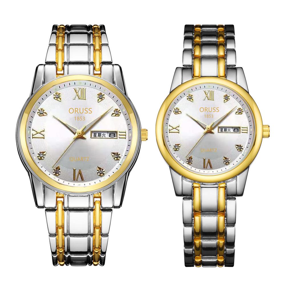 Gold Watch Simulation Watch Atmospheric Business Waterproof Luminous Calendar Watch Men'S Couple Watch Quartz Watch