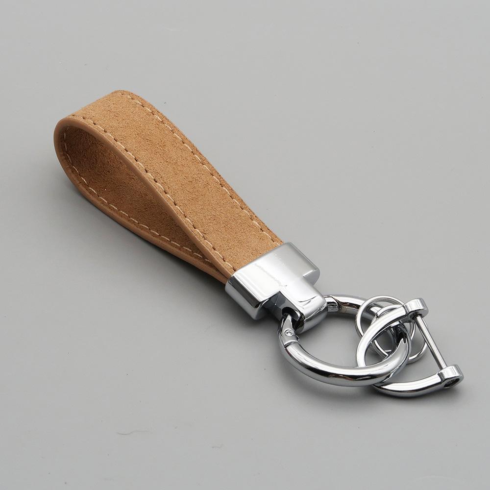 Laser Custom Logo Keyring Box Set Gift Personalized Name Number T Buckle Suede Leather Keychain Bag Car Key Chain Men’s Women‘s