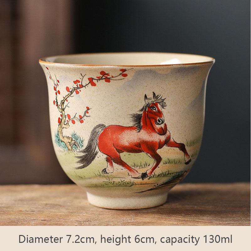 Chinese Ceramic Teaware Zodiac Tea Cups Vintage Pottery Ceremony KungFu Teacups Tea Wine Mug Espresso Coffee Cup